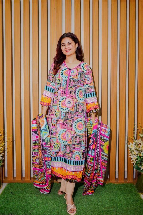 Vibrant Multicolor Ethnic Outfit with Artistic Prints