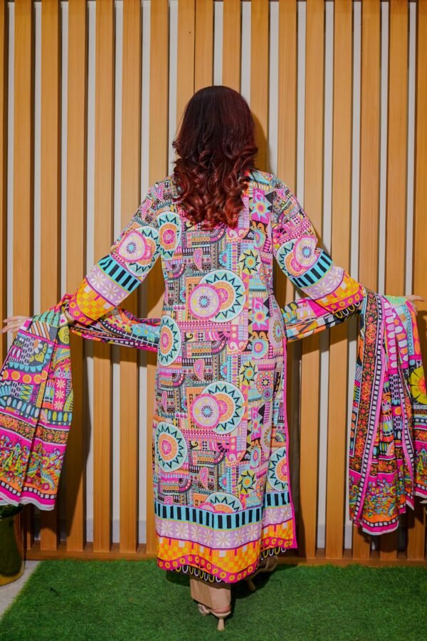 Vibrant Multicolor Ethnic Outfit with Artistic Prints
