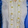 White & Blue 3-Piece Printed Suit with Embroidered Neckline