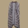 Abstract Brown & White Kaftan with Geometric Print