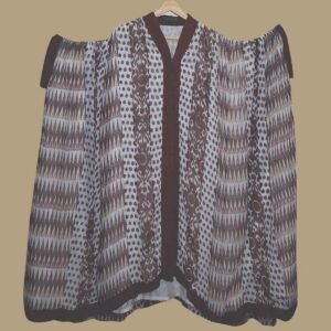 Abstract Brown & White Kaftan with Geometric Print