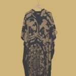 Abstract Face Print Black Kaftan