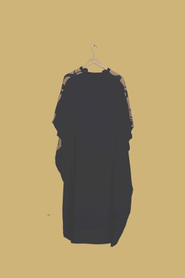Abstract Face Print Black Kaftan