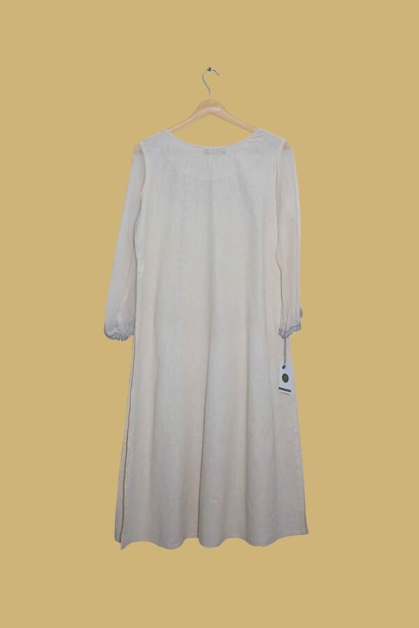 Beige A-Line Kurti with 3D Floral Embellishment