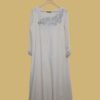 Beige A-Line Kurti with 3D Floral Embellishment