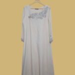 Beige A-Line Kurti with 3D Floral Embellishment
