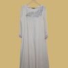 Beige A-Line Kurti with 3D Floral Embellishment