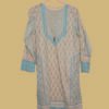 Beige Printed Kurti with Blue Embroidery & Mirror Work