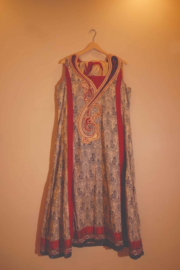 Beige & Red Angrakha Style Anarkali