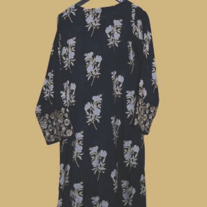 Black Floral Printed Kurti with Embroidered Sleeves