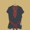 Black Mirror Work Short Kurti with Red Embroidery