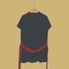 Black Mirror Work Short Kurti with Red Embroidery