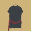 Black Mirror Work Short Kurti with Red Embroidery