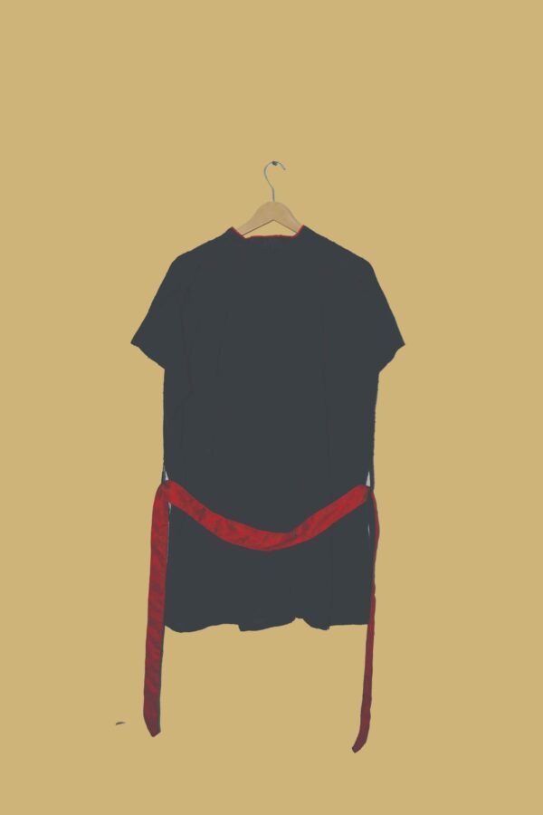 Black Mirror Work Short Kurti with Red Embroidery