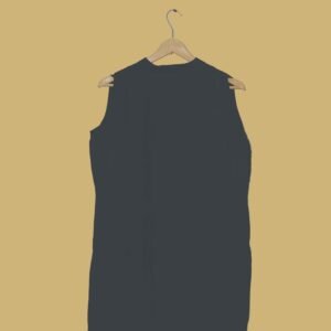 Black Sleeveless Kurti with Pink Floral Embroidery