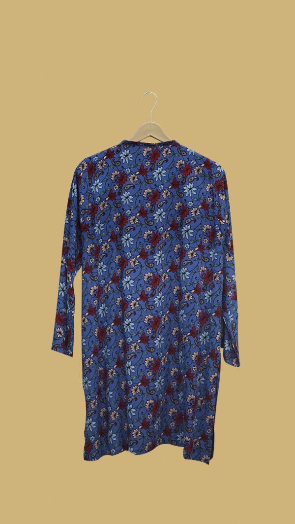 Blue Floral Printed Kurti with Full Sleeves – Everyday Elegance