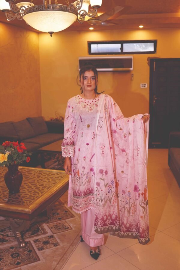Blush Pink Floral Embroidered Lawn Suit