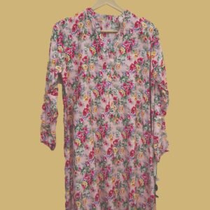 Blush Pink Floral Kurti – Soft Lawn Daily Wear