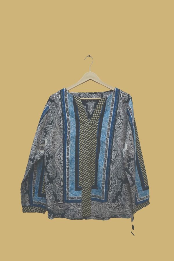 Boho Style Printed Blue Cotton Kurti