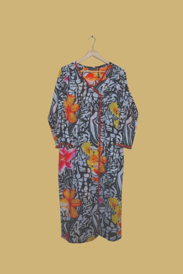 Bold Floral Nightwear in Black Abstract Print