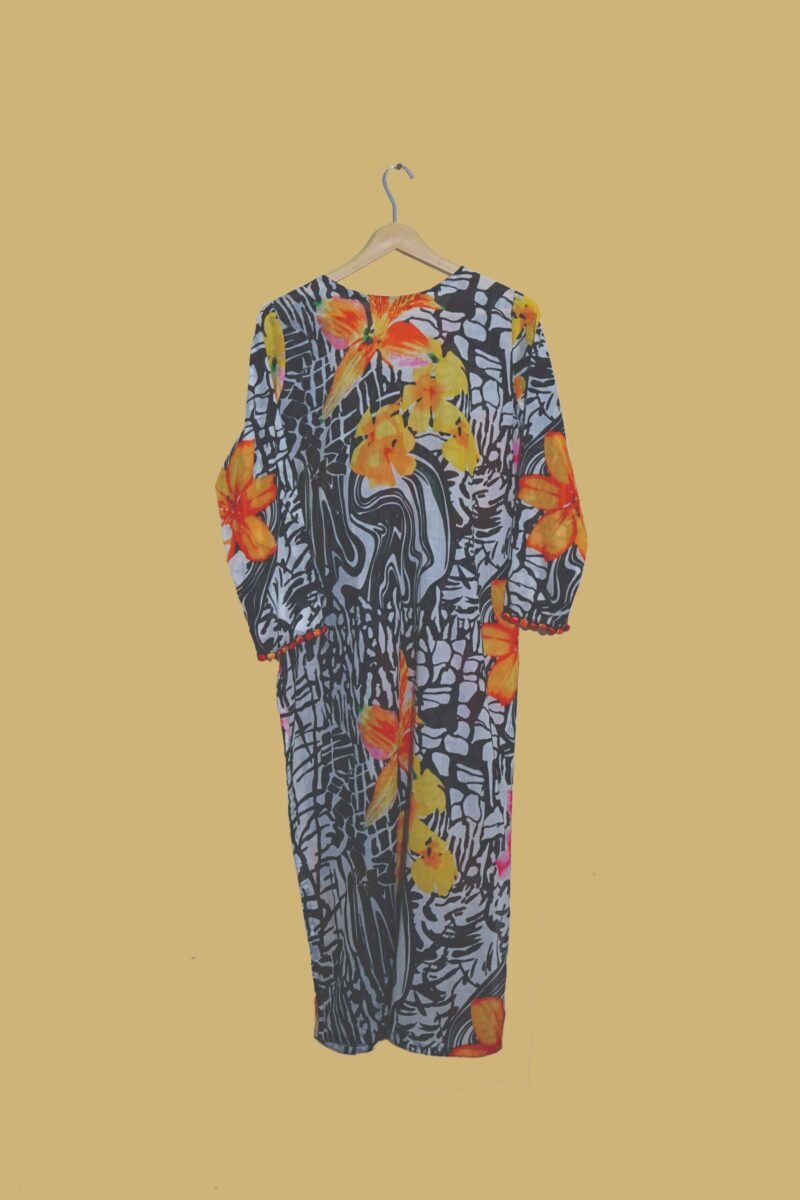 Bold Floral Nightwear in Black Abstract Print