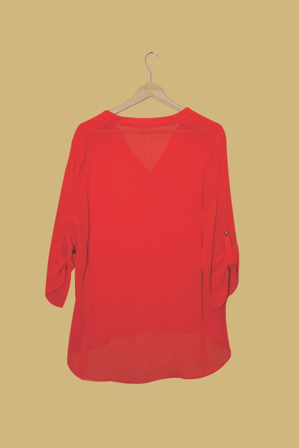 Bold Red High-Low Tunic Top with Front Buttons