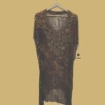 Brown Animal Print Embellished Kaftan