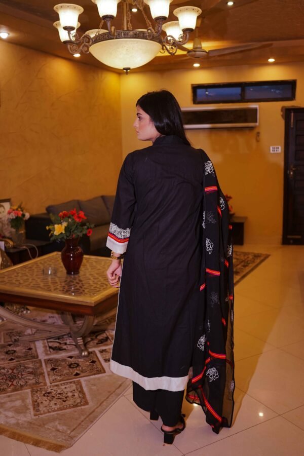 Classic Black Floral Embroidered Lawn Suit