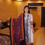 Classic Black & White Printed Suit with Multicolor Dupatta