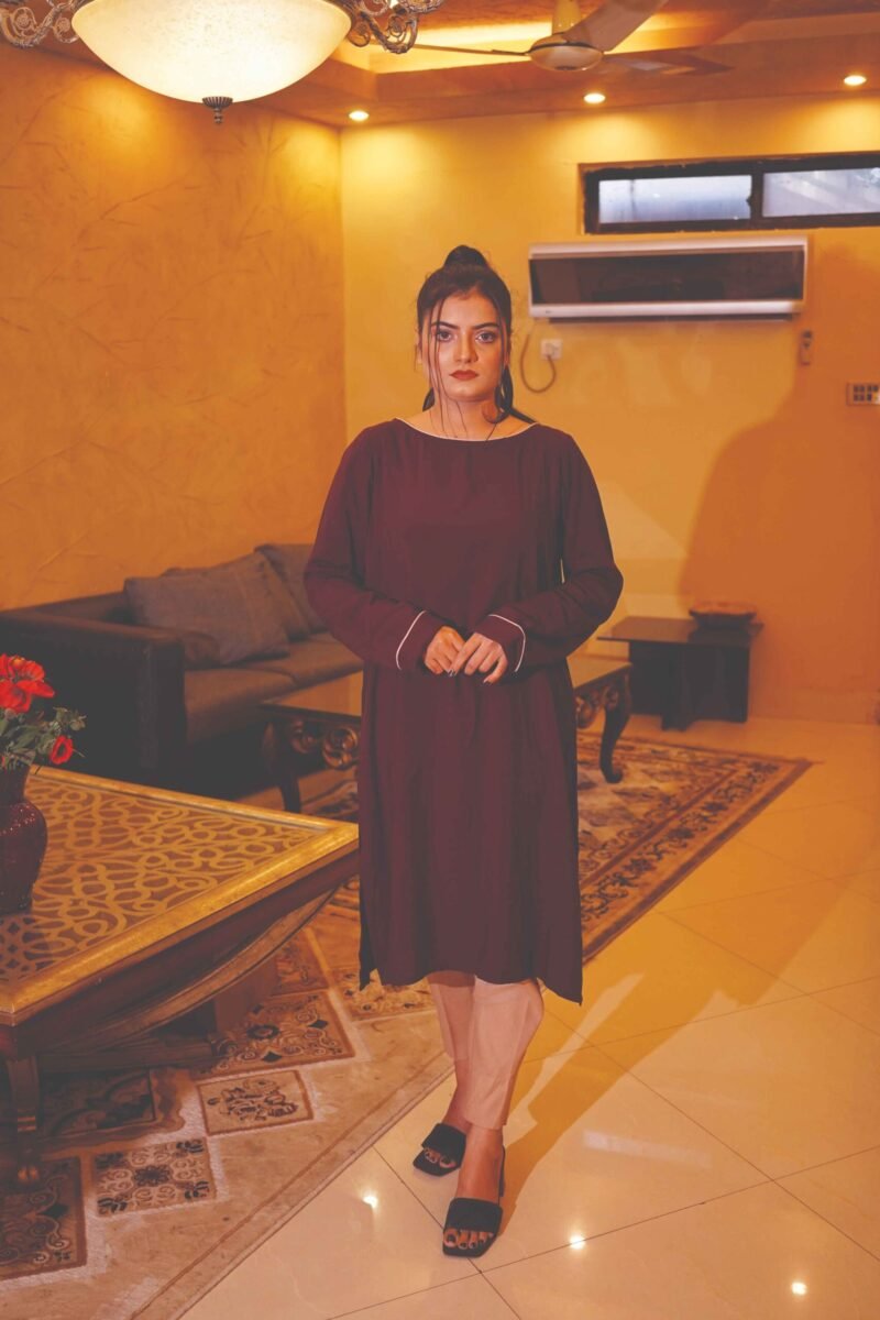Classic Maroon Elegance with Beige Contrast