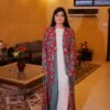 Contemporary Red & Teal Printed Coat Style Outfit