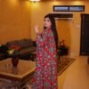Contemporary Red & Teal Printed Coat Style Outfit