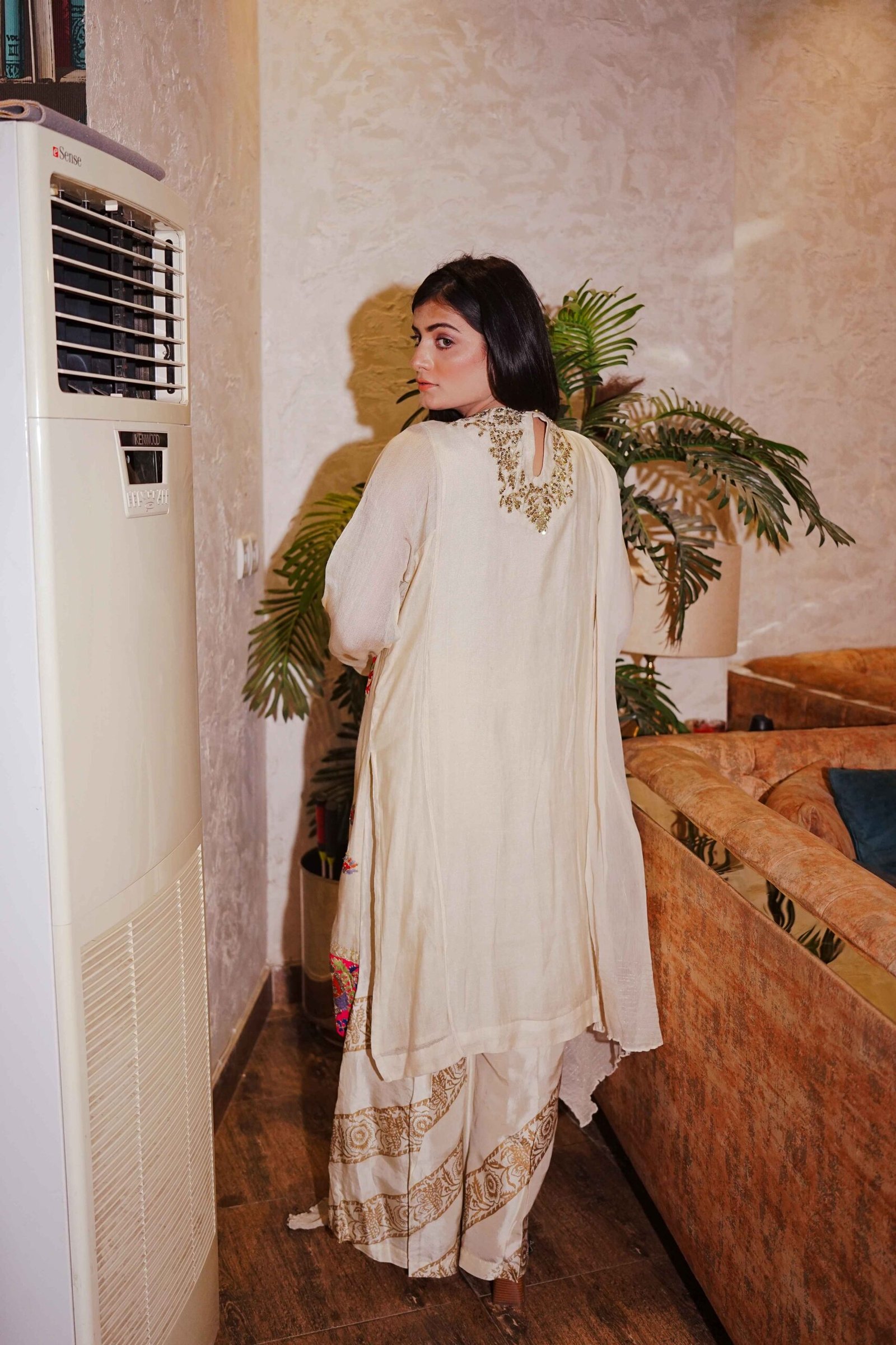 Cream & Gold Embroidered Formal Suit