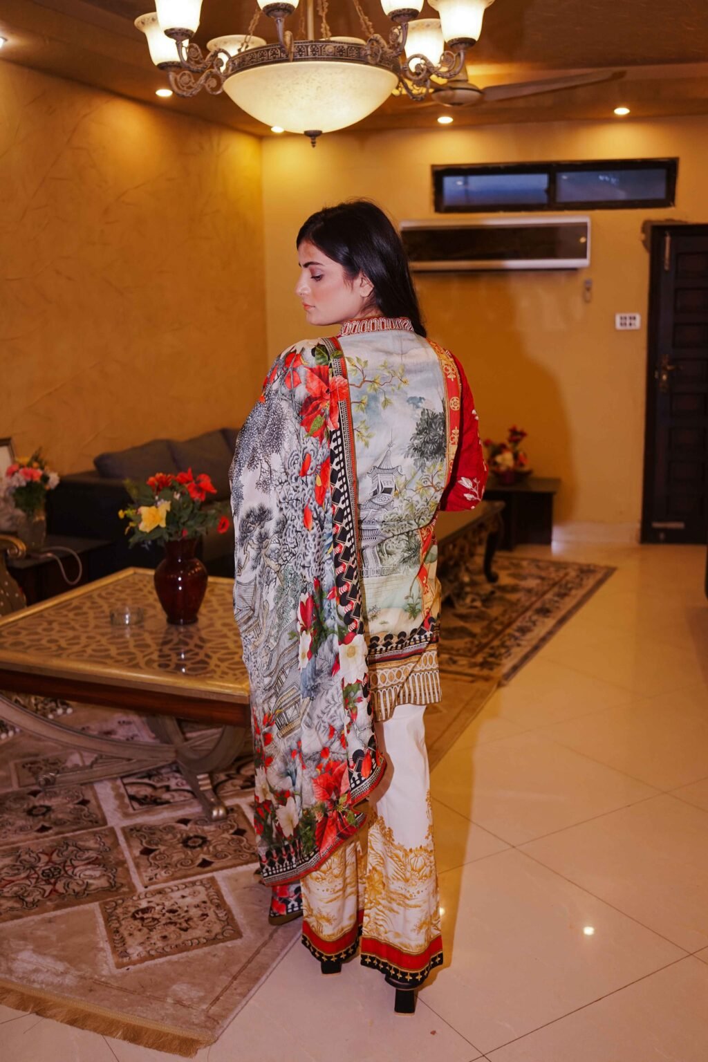 Crimson Garden Embroidered Elegance