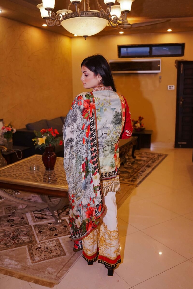 Crimson Garden Embroidered Elegance