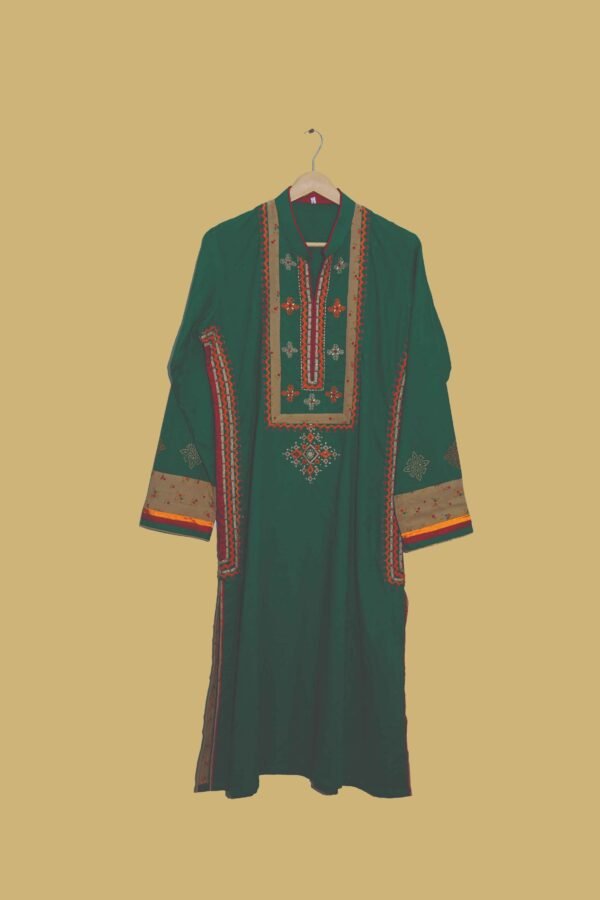 Dark Green Traditional Embroidered Kurti