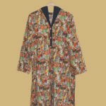 Desi Cultural Printed Kurti with Black V-Neck