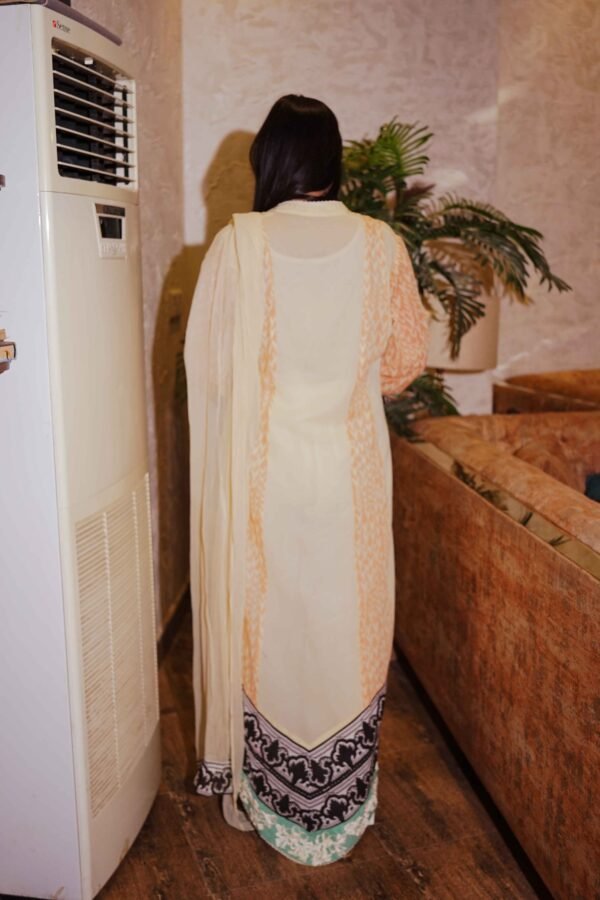 Elegant Beige & Black Printed Lawn Suit