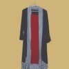 Elegant Black & Red Coat-Style Kurti with Printed Borders
