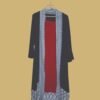 Elegant Black & Red Coat-Style Kurti with Printed Borders