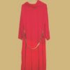 Elegant Hooded Long Dress with Back Chain Detail