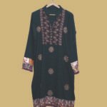 Embroidered Deep Green Kurti with Purple & Gold Handwork