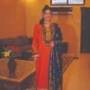 Embroidered Orange & Royal Blue Ethnic Set