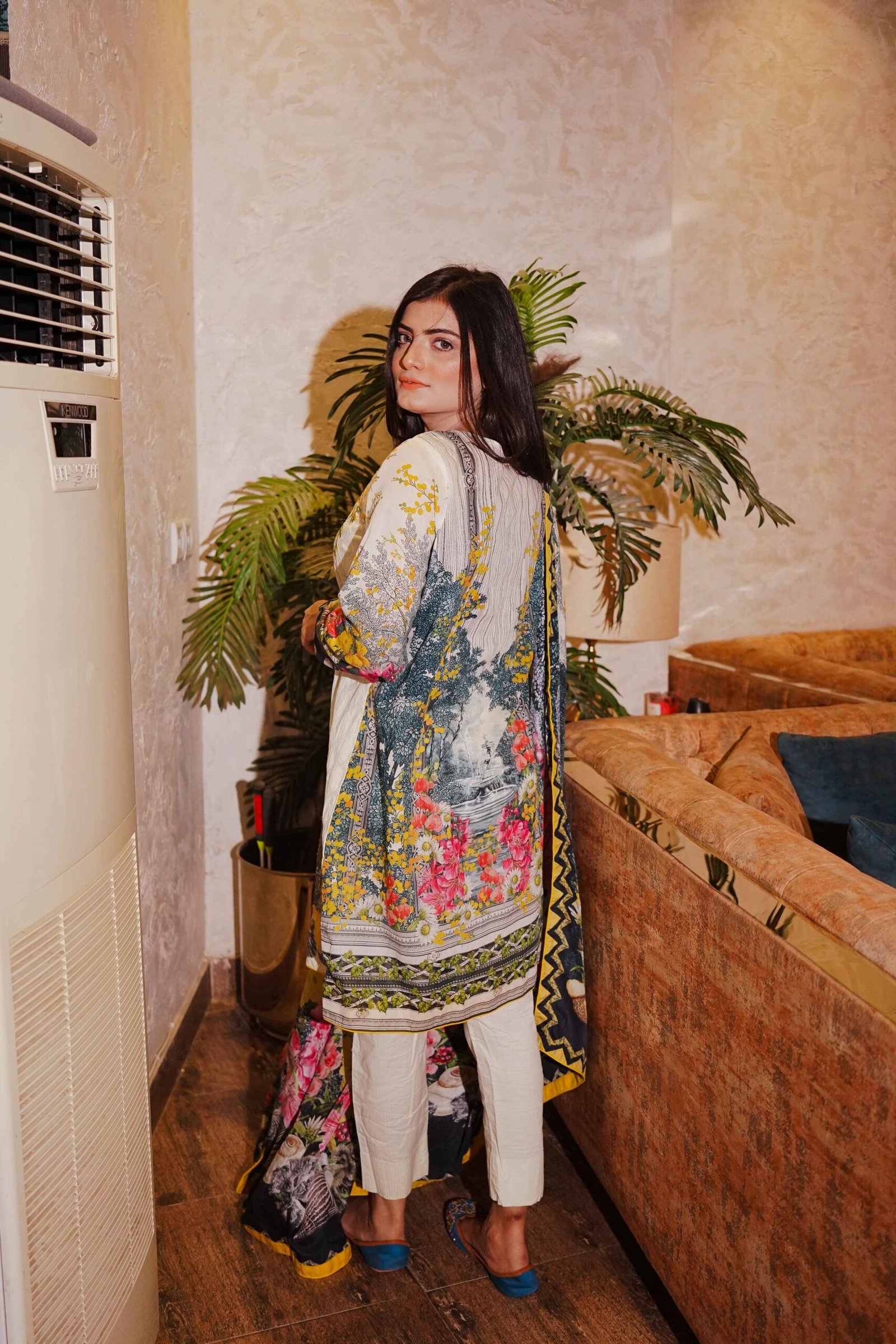 Floral Lemon White Summer Suit