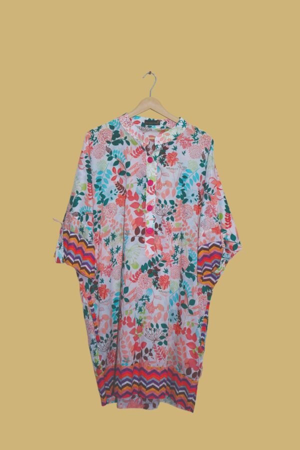 Floral Printed Cotton Kaftan Tunic
