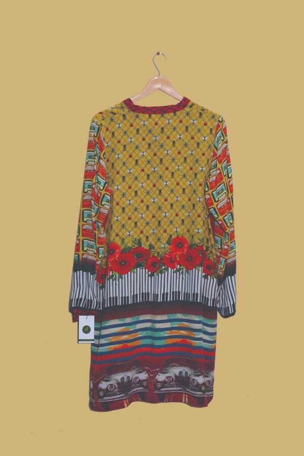 Fusion Print Kurti with Vintage Cars & Floral Touch