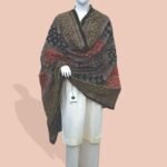 Heritage Flame – Royal Ajrak Shawl with Golden Detailing