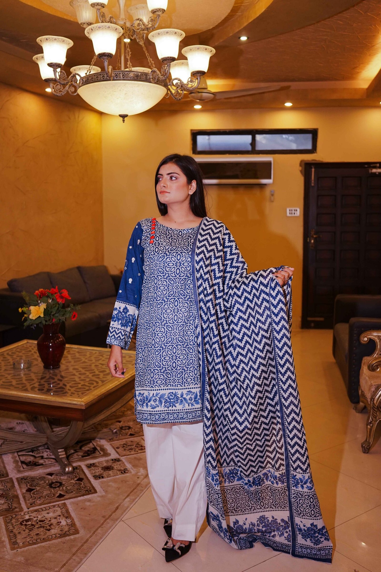 Indigo Mosaic Printed Charm