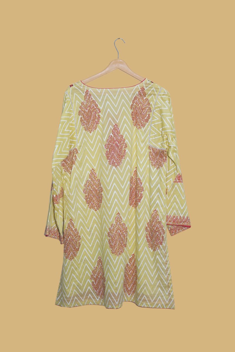 Lime Blossom Embroidered Kurti