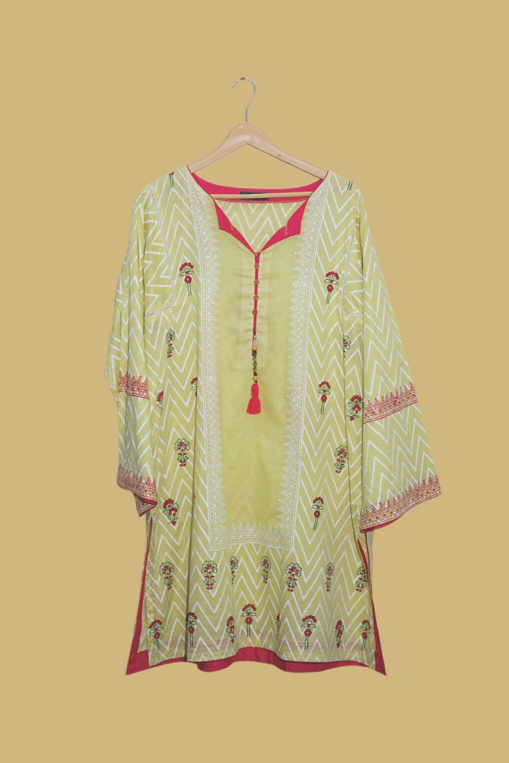 Lime Blossom Embroidered Kurti